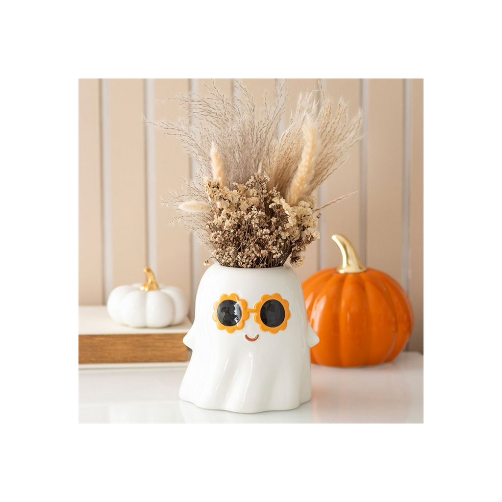 Groovy Ghost Vase – Cute Ceramic Halloween Ghost Flower Vase Home Decor