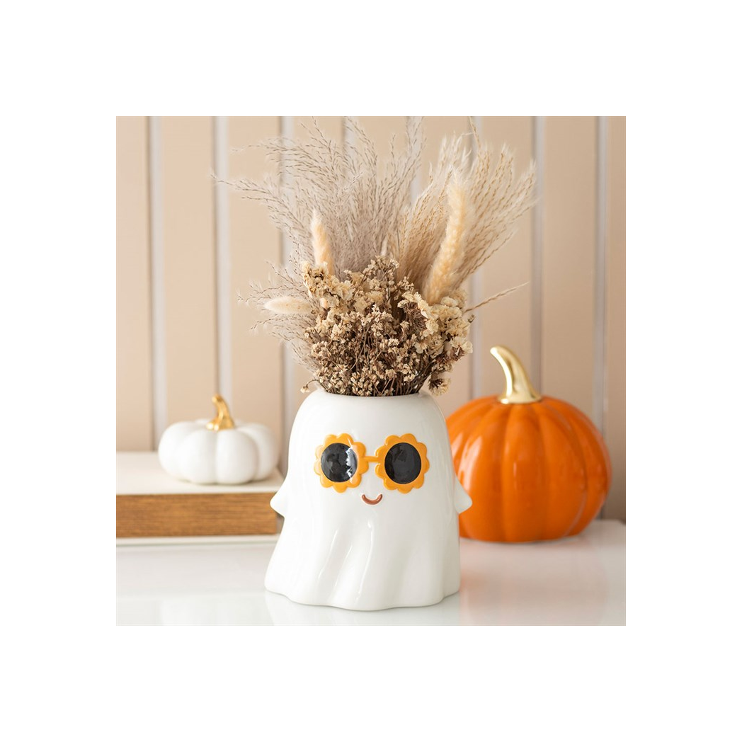 Groovy Ghost Vase – Cute Ceramic Halloween Ghost Flower Vase Home Decor