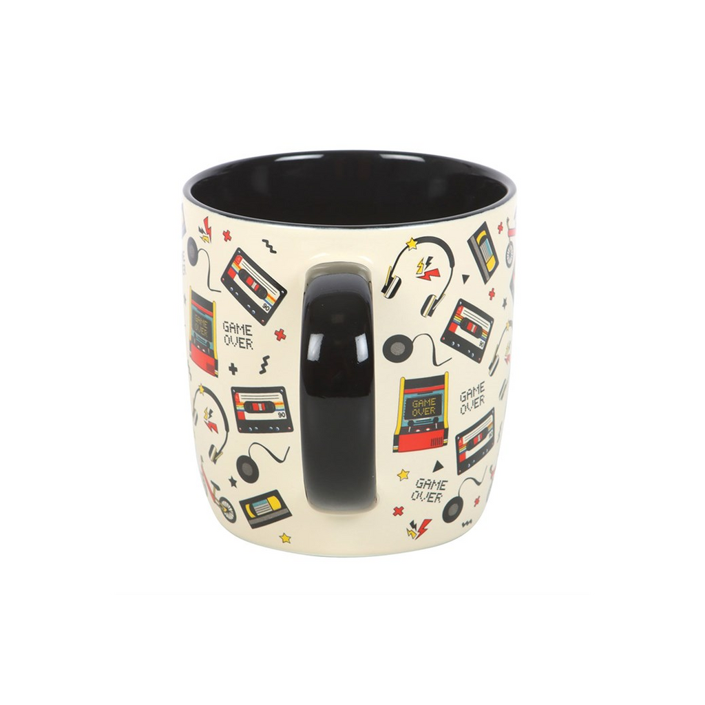 Mug with retro gaming design on a white background