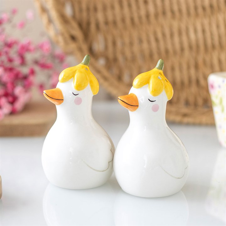 Ceramic Daisy & Duck Salt and Pepper Shakers