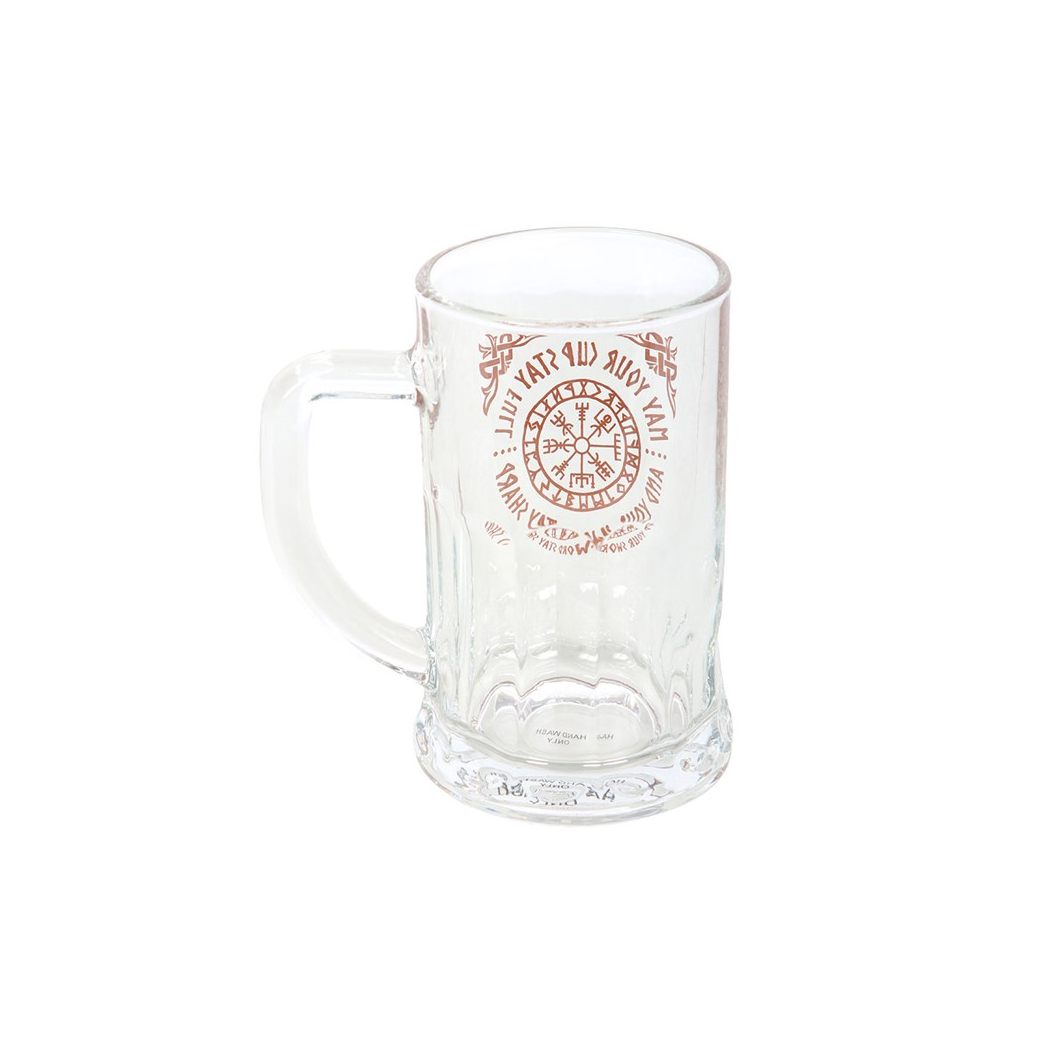 Viking Compass Glass Beer Tankard with Coaster – Viking Beer Mug Gift