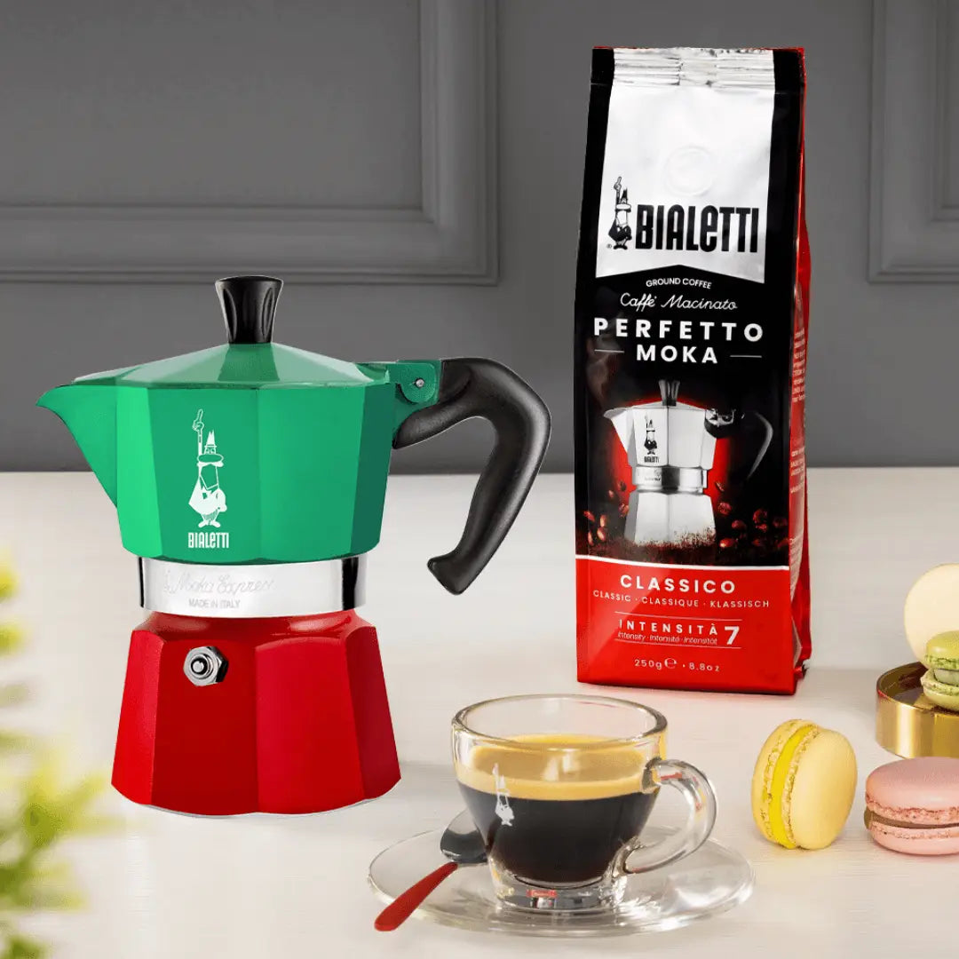 Bialetti Moka Express Tricolore Italia – Italian Stovetop Coffee Maker