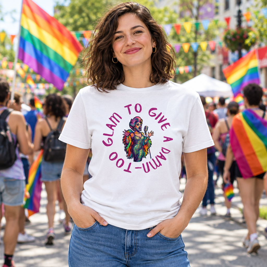 Model wearing the Drag Queen T-shirt during Pride Parade
