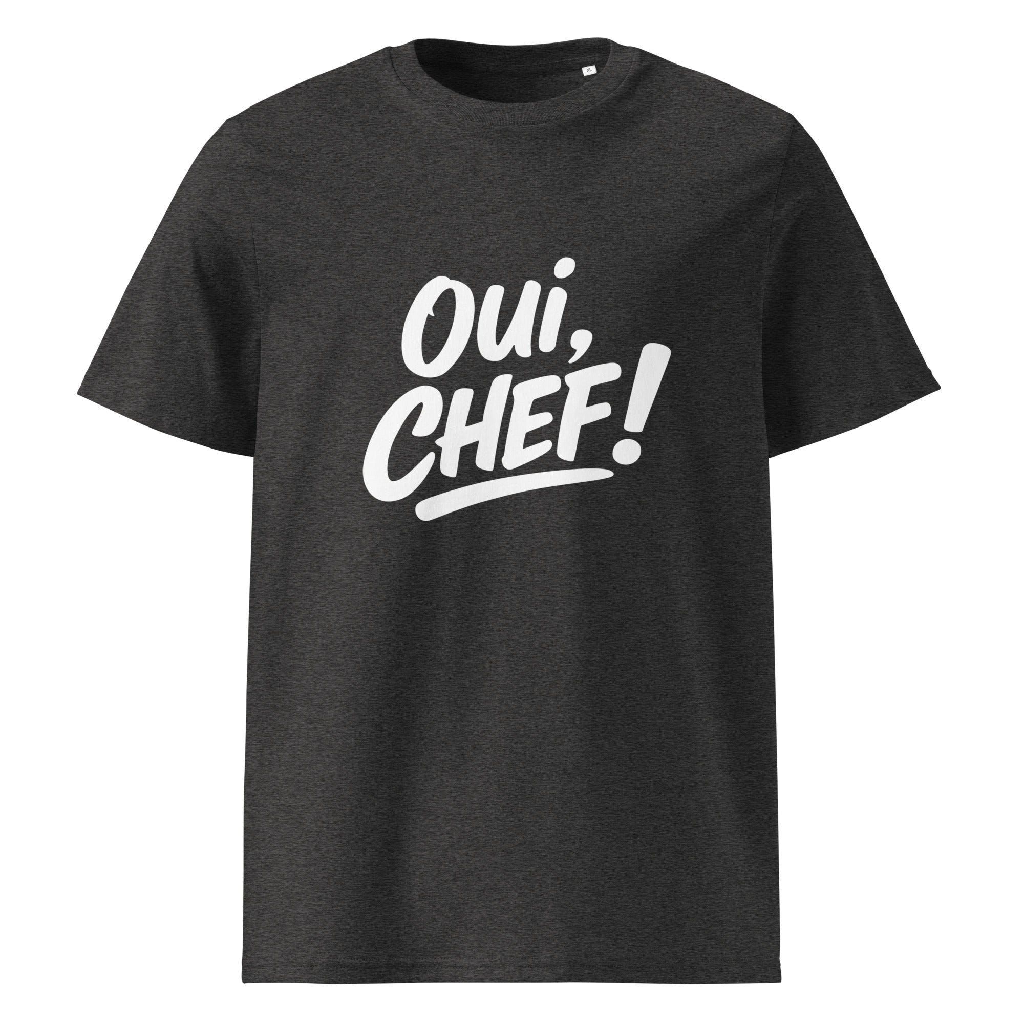 T-shirt with 'Oui, Chef!' text on a white background