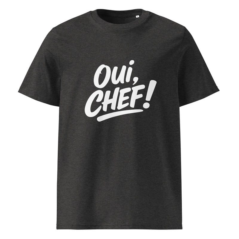 T-shirt with 'Oui, Chef!' text on a white background