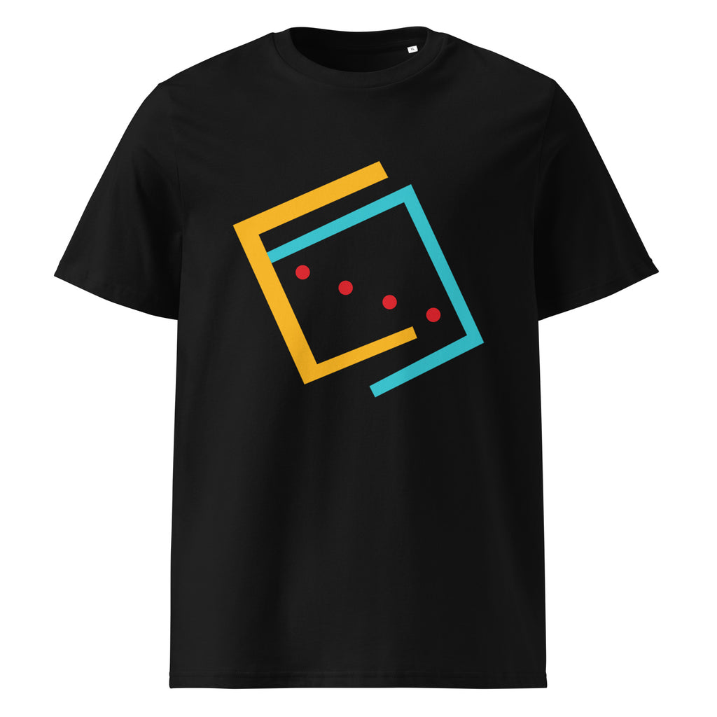 Geometric Abstract graphic on a unisex organic cotton t-shirt in Black