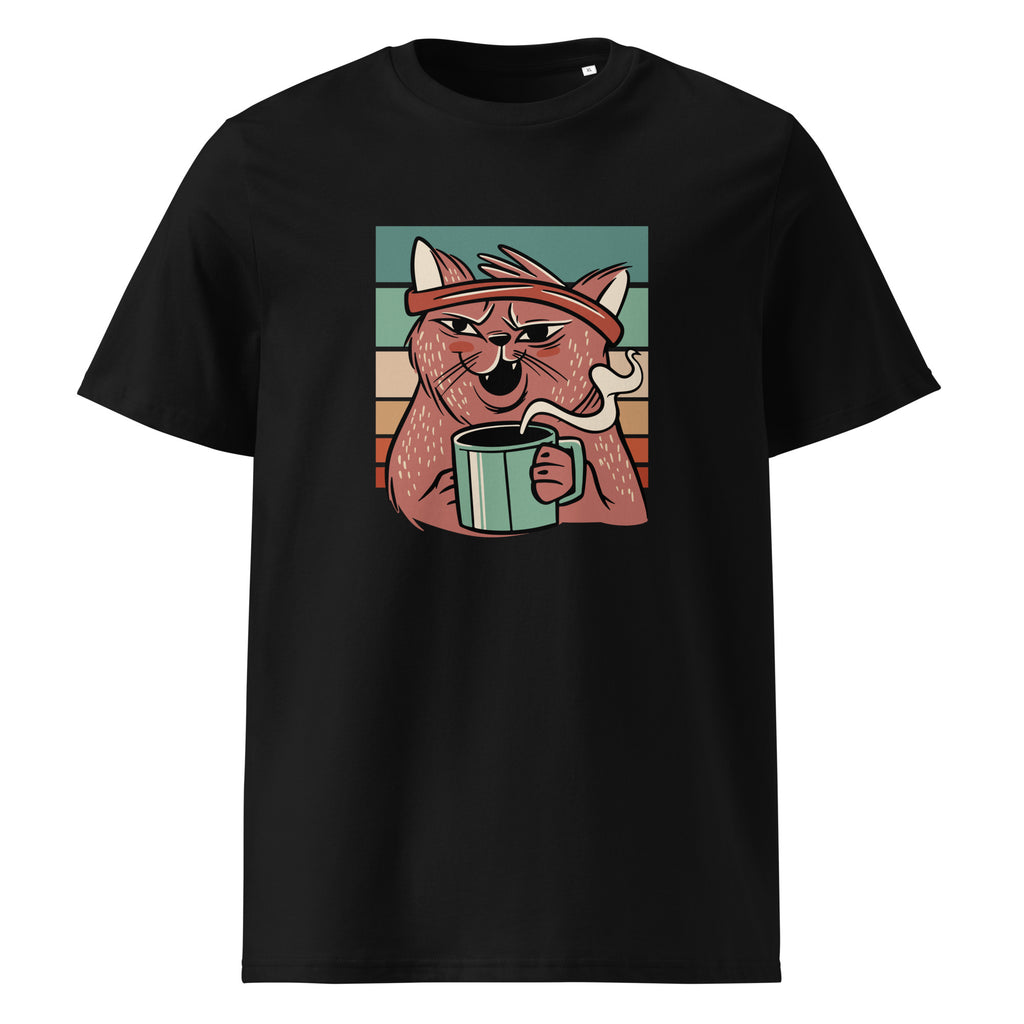 Vintage Grumpy Cat graphic on a unisex organic cotton t-shirt in French Navy