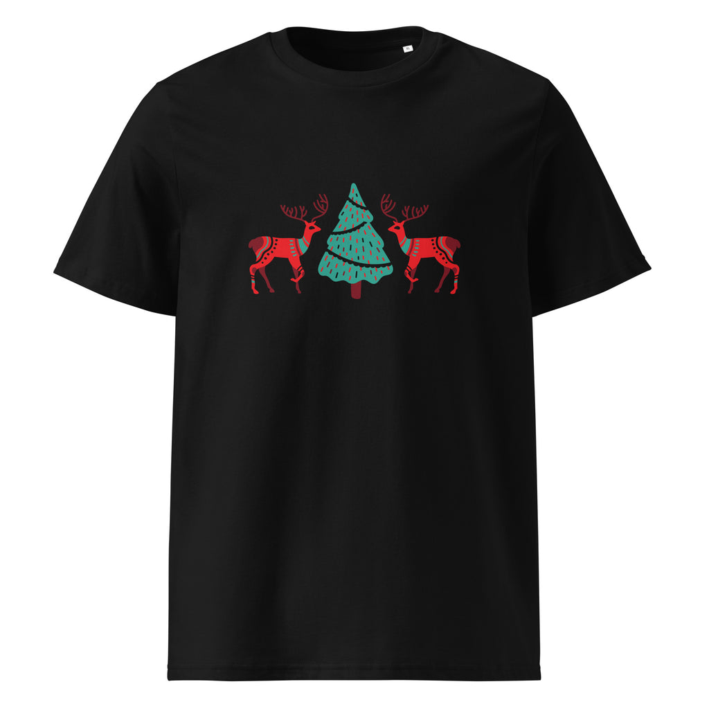 Christmas Tree graphic on a unisex organic cotton t-shirt in Black