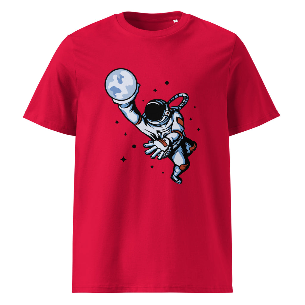 Basketball graphic on a unisex organic cotton t-shirt in Red