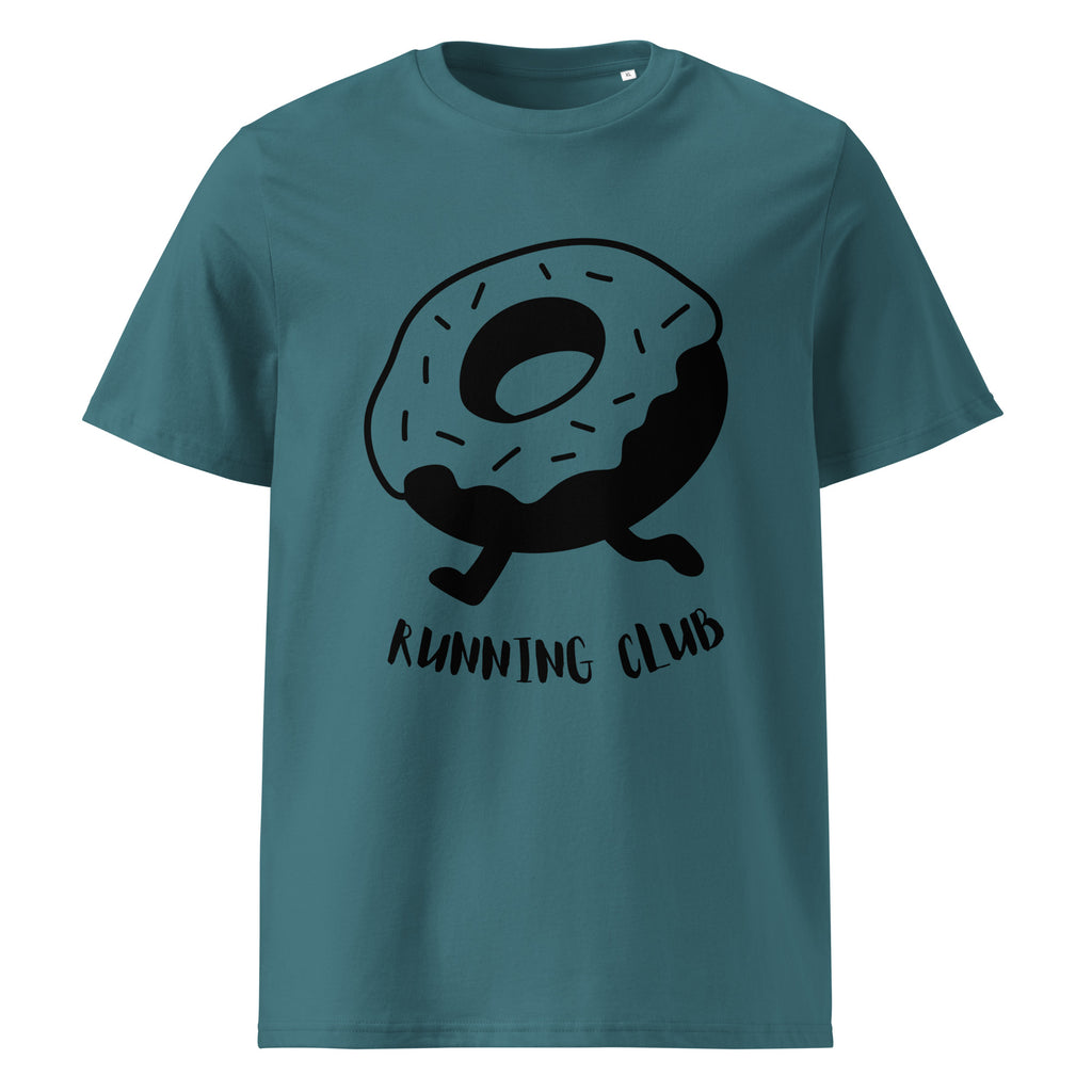 Running graphic on a unisex organic cotton t-shirt in Stargazer